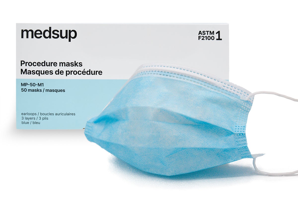 Masque chirurgical 3 plis FFP1 sans latex - Boite de 50 unités